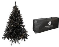 Excellent Trees® Stavanger Black 180 cm Zwarte Kerstboom met Verlichting - nu met Opbergtas t.w.v. € 27.50