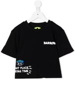 Barrow kids t-shirt crop en coton à logo imprimé - Noir