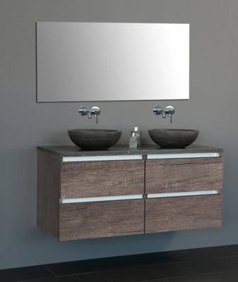 Badmeubel Trend Dynasty met 2 ronde kommen 120 Century Oak met 4 lades Badmeubel Trend Dynasty met 2 ronde kommen 120 Century Oak met 4 lades