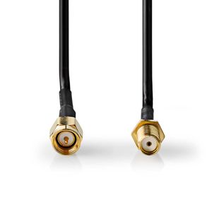 Nedis Antennekabel | SMA Male | SMA Female | Verguld | 50 Ohm | Enkelvoudig Afgeschermd | 1.00 m | Rond | PVC | Zwart | Doos - CSGB02010BK10