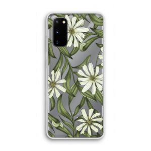Wit bloemenpatroon: Samsung Galaxy S20 Transparant Hoesje