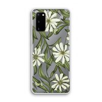 Wit bloemenpatroon: Samsung Galaxy S20 Transparant Hoesje