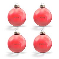 Kerstbal met naam - Rood - 4 stuks