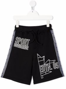 DSQUARED2 KIDS short de sport à slogan imprimé - Noir