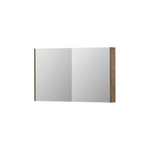INK SPK2 Spiegelkast - 120x14x74cm - 2 deuren - dubbelzijdige Spiegel - schakelaar en stopcontact - MFC Naturel eiken 1105360