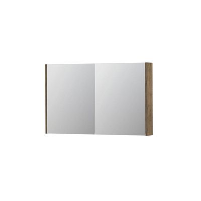 INK SPK2 Spiegelkast - 120x14x74cm - 2 deuren - dubbelzijdige Spiegel - schakelaar en stopcontact - MFC Naturel eiken 1105360