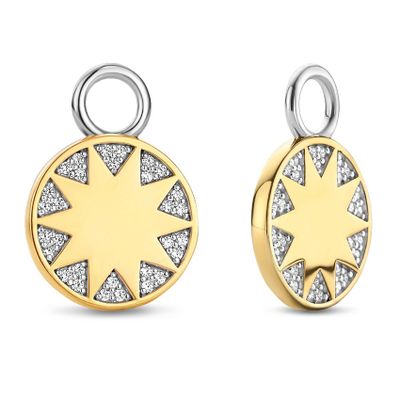 TI SENTO-Milano 9228ZY Oorbedels Zon zilver-zirconia goudkleurig-wit 14 x 19 mm