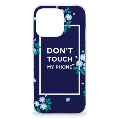 iPhone 16 Pro Silicone-hoesje Flowers Blue DTMP iPhone 16 Pro Silicone-hoesje Flowers Blue DTMP