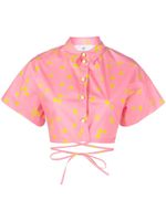 Chiara Ferragni cropped tennis-ball print shirt - Rose Chiara Ferragni cropped tennis-ball print shirt - Rose