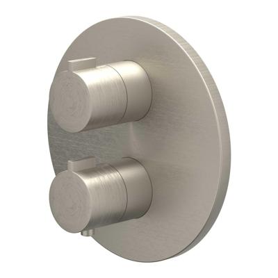 Afbouwdeel IVY Pact Inbouwthermostaat 3-Weg Stop-Omstel Met Rond Rozet Geborsteld Nickel PVD IVY