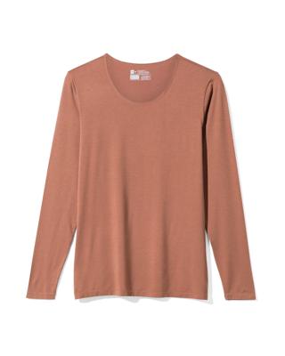 HEMA Dames temptech T-shirt lange mouw middenbruin (middenbruin)
