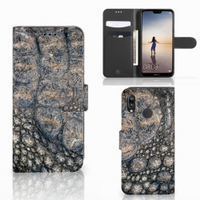 Huawei P20 Lite Telefoonhoesje met Pasjes Krokodillenprint - thumbnail