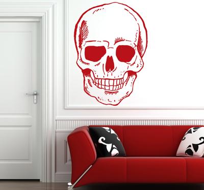 Muursticker glimlachende schedel