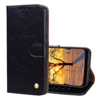 Zakelijke stijl olie Wax textuur horizontale Flip lederen Case voor de Xiaomi Pocophone F1 met houder & kaartsleuven & portemonnee (zwart)