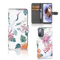 Motorola Moto G31 | G41 | Telefoonhoesje | Met pasjeshouder | Bird Flowers