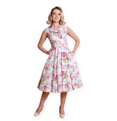 Hearts & Roses Darla Floral Swing Dress Off White-S