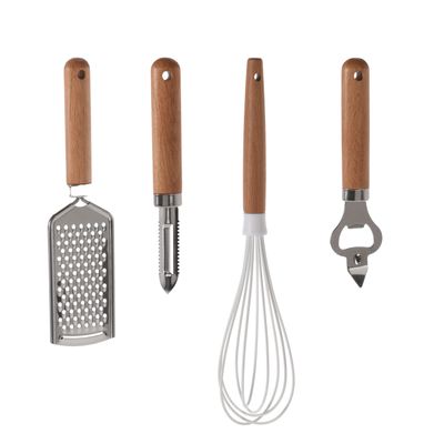 Excellent Houseware 4-delige keukengerei set - Opener/garde/schilmes/rasp