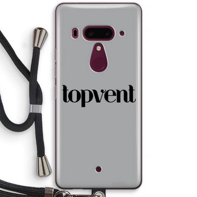 Topvent Grijs Zwart: HTC U12+ Transparant Hoesje met koord