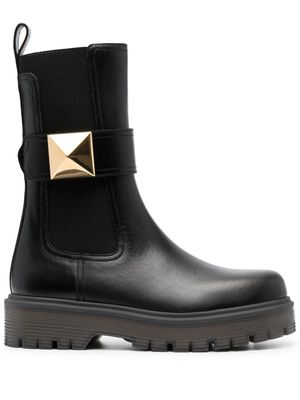 Valentino Garavani bottines en cuir à détails de clous - Noir