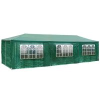 tectake® - Tuinpaviljoen Elasa 9x3m met 8 zijdelen - groen - thumbnail