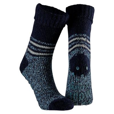 Huissokken/slofsokken - met anti slip zool - blauw - heren - maat 43-46