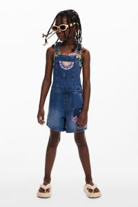 Patchwork denim tuinbroek - BLUE - 13/14