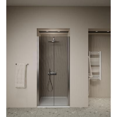 Douchedeur | 2 Pendeldeuren | Marip | 6 mm | 90x190 cm | Mat Chroom Boss & Wessing