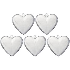 5x Transparant kunststof hart 10 cm decoratie/hobbymateriaal