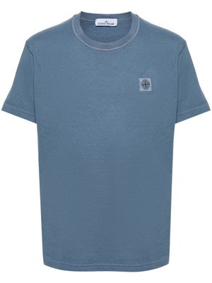 Stone Island t-shirt en coton à patch logo - Bleu