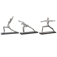 Decoratieve figuren DKD Home Decor 33 x 10 x 35 cm Zilverkleurig Zwart Indiaas Yoga (3 Stuks)