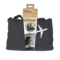 Reisdeken met hoes - zwart - 120 x 150 cm - polyester - fleecedeken - vliegtuig deken