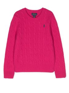 POLO RALPH LAUREN KIDS pull en maille torsadée à logo brodé - Rose