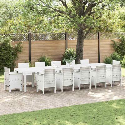 Tuintafel 400x100x73 cm poly rattan wit