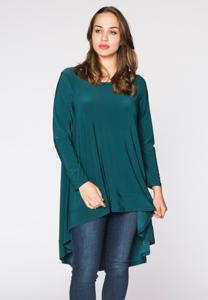 Yoek Tunic longer back | Groen | Maat 38