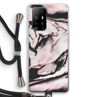 Roze stroom: Oppo A94 5G Transparant Hoesje met koord