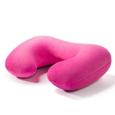 Lucht opblaasbare U-vormige reizen nek kussen kussen (Rose Red)