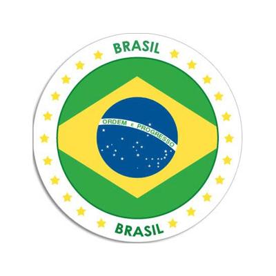 Brazilie vlag sticker - rond 14,8 cm - landen decoratie - versiering