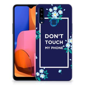 Samsung Galaxy A20s Silicone-hoesje Flowers Blue DTMP