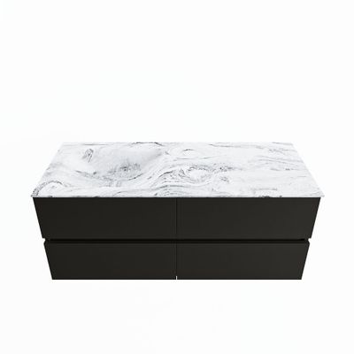 MONDIAZ VICA-DLUX 120cm badmeubel onderkast Urban 4 lades. Inbouw wastafel CLOUD links 1 kraangat, kleur Glace.