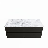 MONDIAZ VICA-DLUX 120cm badmeubel onderkast Urban 4 lades. Inbouw wastafel CLOUD links 1 kraangat, kleur Glace.