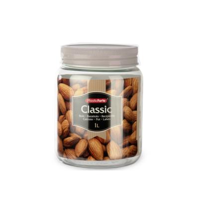 Plasticforte keuken voorraadpot - weckpot - taupe - 1 liter - kunststof Plasticforte keuken voorraadpot - weckpot - taupe - 1 liter - kunststof