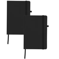 Notitieboekje / opschrijfboekje A5 - 2x - zwart - 15 x 21 cm - harde kaft