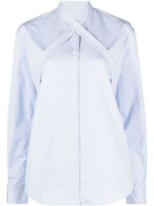 Off-White belted cotton-poplin shirt - Bleu