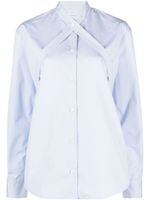 Off-White belted cotton-poplin shirt - Bleu - thumbnail