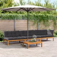 4-delige Loungeset pallet met kussens massief acaciahout