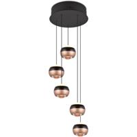 LED Hanglamp - Trio Select Orbit - 5 Lichtpunten van 8 Watt - Rond - Dimbaar - Aanpasbare Lichtkleur - Hoogte Aanpasbaar zonder Contragewicht - Mat Zwart - Metaal