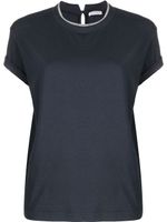 Brunello Cucinelli t-shirt à ornements métallisés - Bleu