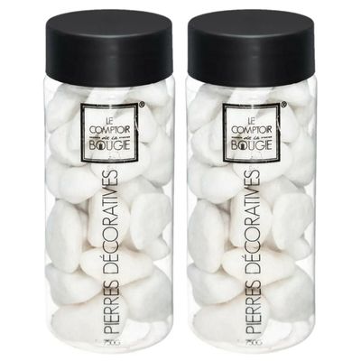 2x Potjes grote decoratie/hobby stenen wit 750 gram