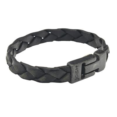 JOSH Heren Leren Armband Zwart | 24902-BRA