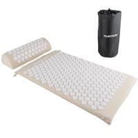 Tunturi Acupressuur Mat met kussen | Spijkermat | Meditatie Mat | Acupunctuur Set | 83x42 cm | Beige - thumbnail